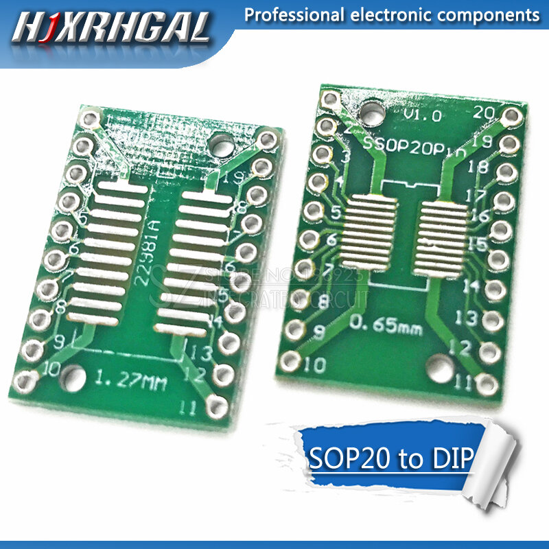 Placa de transferencia de PCB, adaptador de paso de placa DIP Pin, TSSOP20, SSOP20, SOP20 a DIP20, hjxrhgal, 10 Uds.