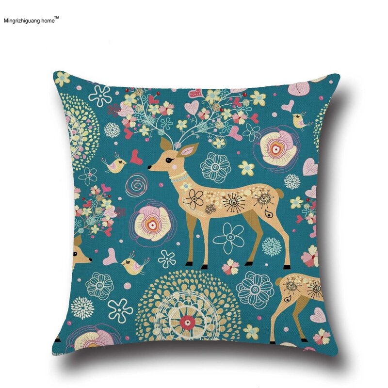 Funda de almohada decorativa para el hogar, cubierta de cojín con diseño de ciervo para sofá y cama, calidad primera OU 013, 1 unidad