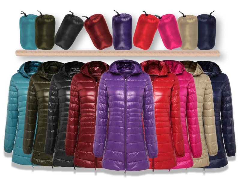 NewBang 7XL 8XL Plus Jaket Panjang Wanita Jaket Musim Dingin Ultra Ringan Wanita dengan Mantel Bertudung Wanita Mantel Ukuran Besar