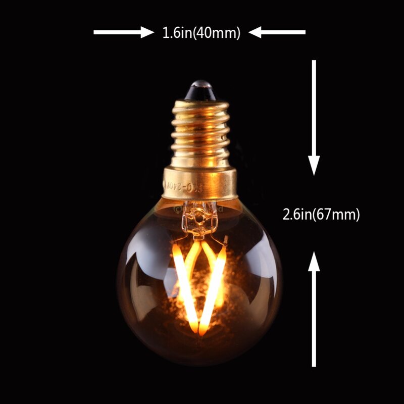 Bombilla de filamento LED Vintage G40 T22 T20, 1W, 2200K, E12, E14, 110V, 220V, lámpara de araña decorativa con tinte dorado regulable