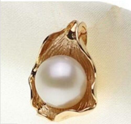 12-13mm aaa natürliche Südsee echte weiße Perle Roségold Anhänger