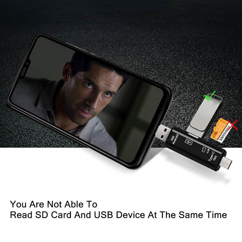 Natrberg USB lector de tipo C Micro SD USB OTG adaptador de tarjeta 3 en 1 USB-C Flash TF leer para teléfono móvil Android PC Mac