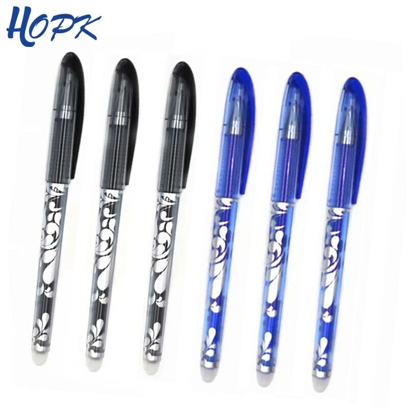 3/6 pçs/set caneta apagável nib 0.5mm azul preto caneta esferográfica canetas estudante escritório escola escrita exame suprimentos papelaria
