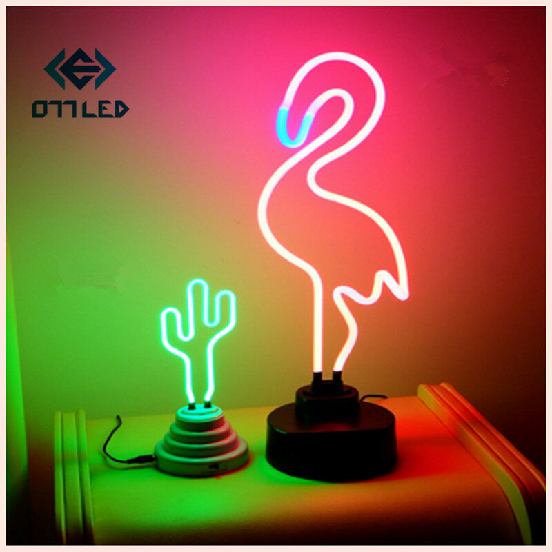 Neon LED Night Light Table Lamp Bedside Lamp Cloud Rainbow Flamingo Pineapple Christmas Family Party Decoration 3D Table Lamp