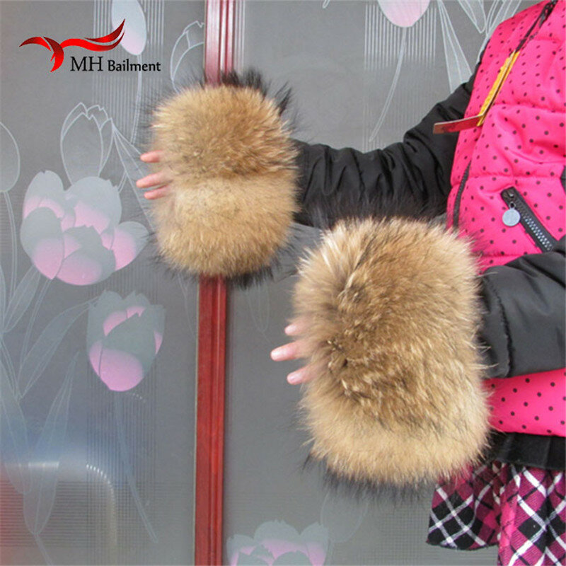 Manchettes en fourrure de raton laveur naturelle pour femme, manteau d'hiver surdimensionné, manches, vrai raton laveur, X #2