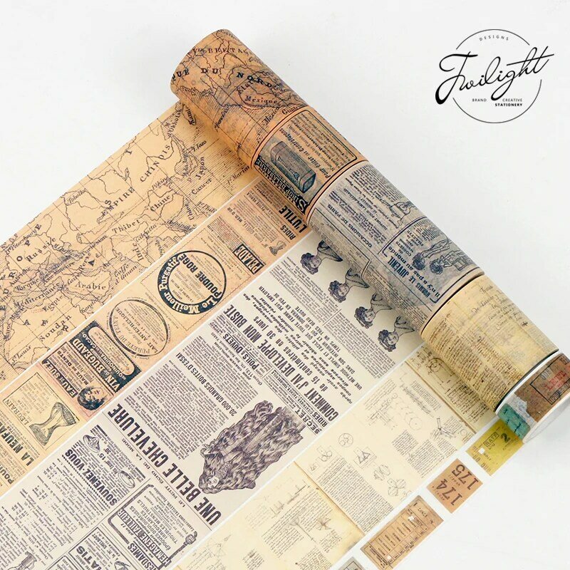 Conjunto de Fita Adesiva Washi, Mapa Vintage, Bilhete, DIY, Decorativo, Scrapbooking, Mascarando, Etiqueta Adesiva