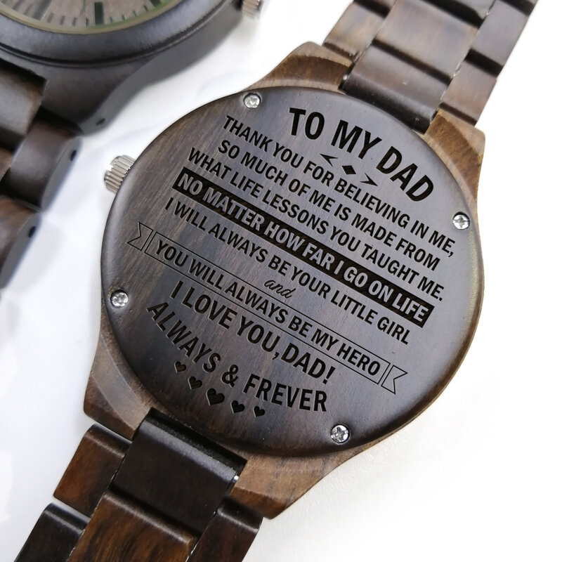 THE BEST FATHER IN THE WORLD - TO MY DAD ENGRAVED WOODEN WATCH