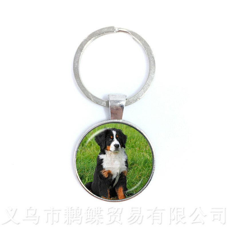 Schnauzer Picture Keychains 25mm Round Glass Dome Animal Pattern Series Pendant Dog Lover Creative Gift Handmade Keyring