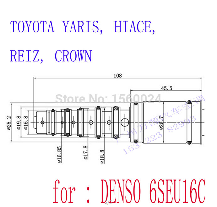 Không khí ô tô máy nén điều hòa van điều khiển, tần số van, solenoid valve CHO YARIS, HIACE, REIZ, CROWN DENSO 6SEU16C