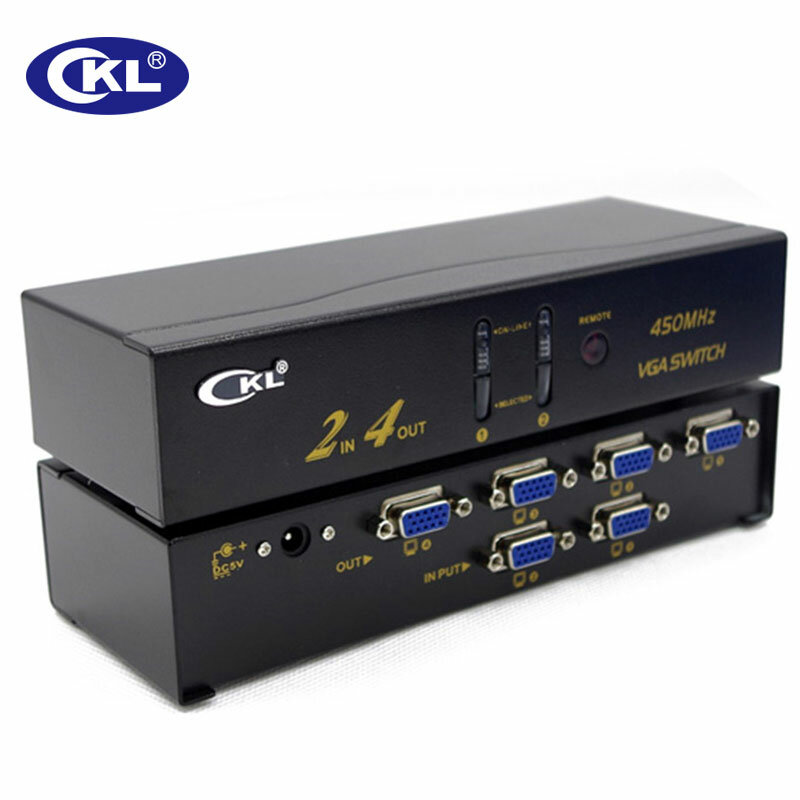 CKL High-end VGA Switch Splitter 2x2 2x4 4x4 with Audio 2048*1536 450MHz for PC Monitor Projector TV wih IR Remote RS232 Control