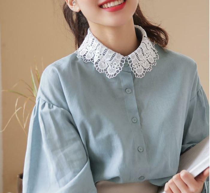 Korean temperament lapel hook flower solid color drill half-length decorative collar Knotted small shawl sleeves dummy collar