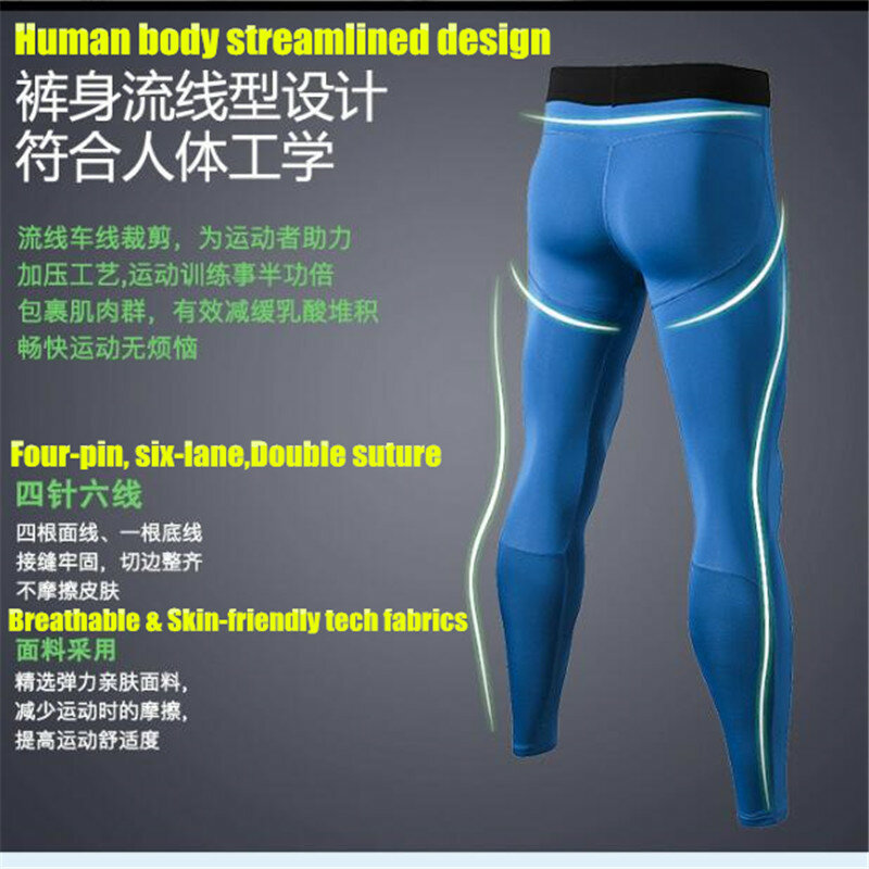 100 sztuk mężczyźni czopiarki ćwiczenia 3D Tight Fitness spodnie pełnej długości szybkoschnący Wicking wysoka elastyczna oddychająca kompresja długie spodnie