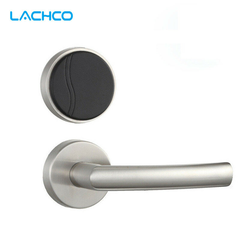 Умный электронный дверной замок LACHCO, RFID-карта, замок без ключа, защелка с задвижкой, нержавеющая сталь, серебристая ручка свободного стиля L16062BS