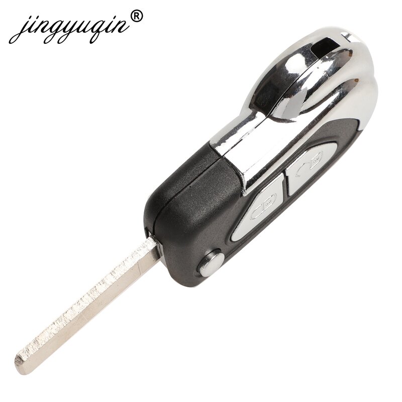 Jingyuqin-Boîtier de clé à distance rabattable pour Puegeot, couvercle de boîtier de lame de clé VA2 non coupée, coque pour cristaux en DS3, 2/3 boutons