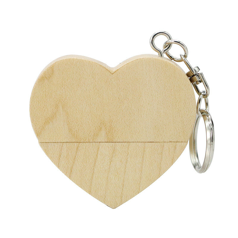 Llavero de corazón de madera, unidad Flash USB 2,0, 32GB, 16GB, almacenamiento personalizado, regalo de boda