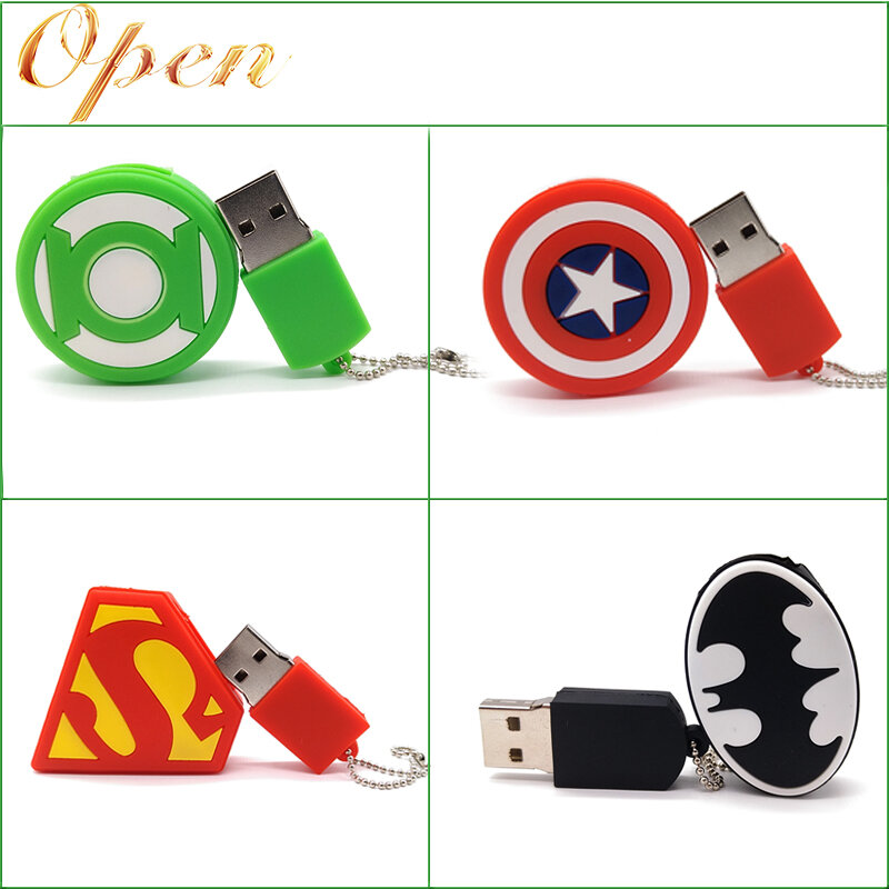 USB flash jazdy pendrive 4GB 8GB 16GB 32GB 64GB super hero odznaka pendrive u dysku cartoon tarcza kreatywny prezent pen drive