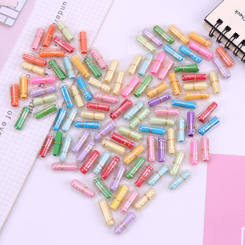 Mini píldoras de deseos transparentes Kawaii, cápsula de mensaje de amor en blanco, sobre de papel de carta, papel de escritura para estudiantes, 50 unids/lote