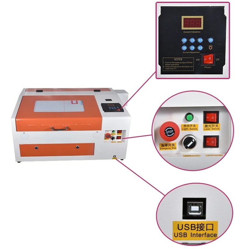 Máquina de grabado láser Co2, cortadora, grabador láser CNC, bricolaje, máquina de marcado láser, máquina de tallado 40W/50W/60W opcional