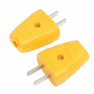 AC 125V 15A 2 Pin US American Power Cable Connector Electrical Plug Yellow