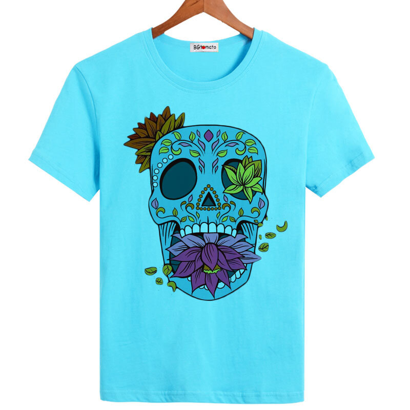 Креативные цветные модные мужские рубашки с черепом, новые модные оригинальные дизайнерские горячие футболки, дешевая распродажа