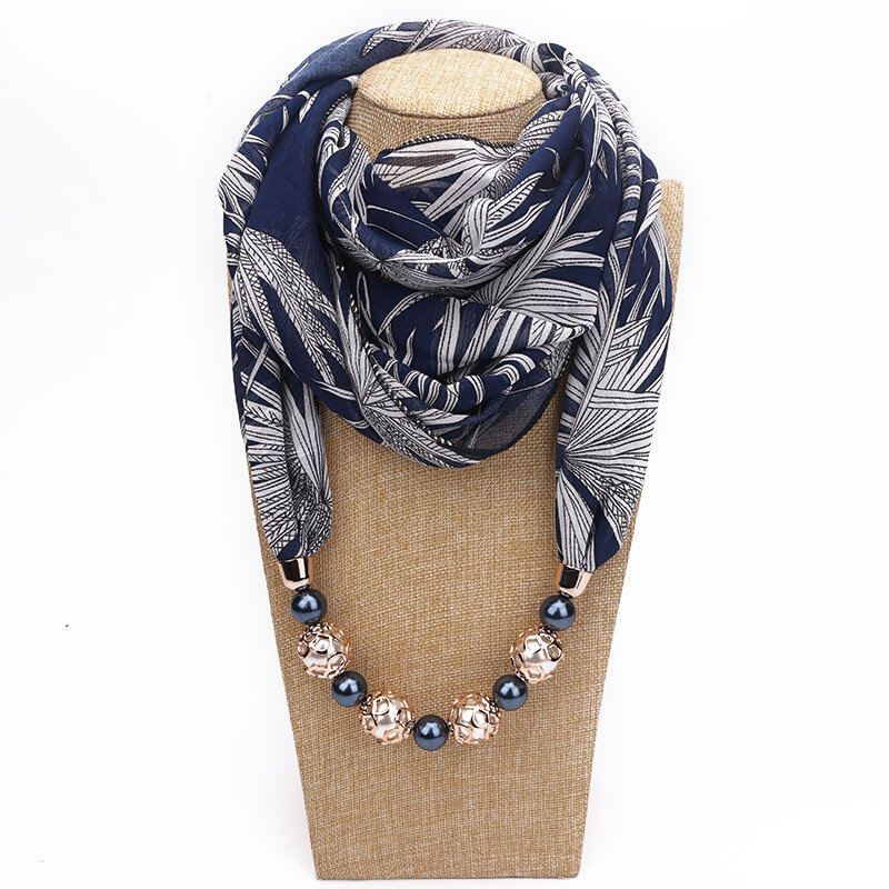 LaMaxPa-bufanda de gasa con colgante para mujer, chales de perlas, accesorios femeninos suaves, joyería sólida, 65 colores, 2019