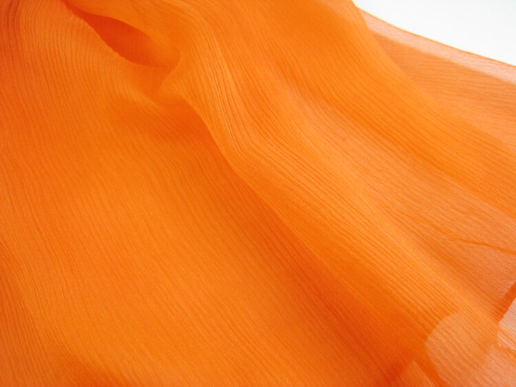 100% Silk Crinkle Georgette Long Scarf 110cmX180cm Pure Silk Scarf Women Plain Color Big Size Chiffon Scarf Orange