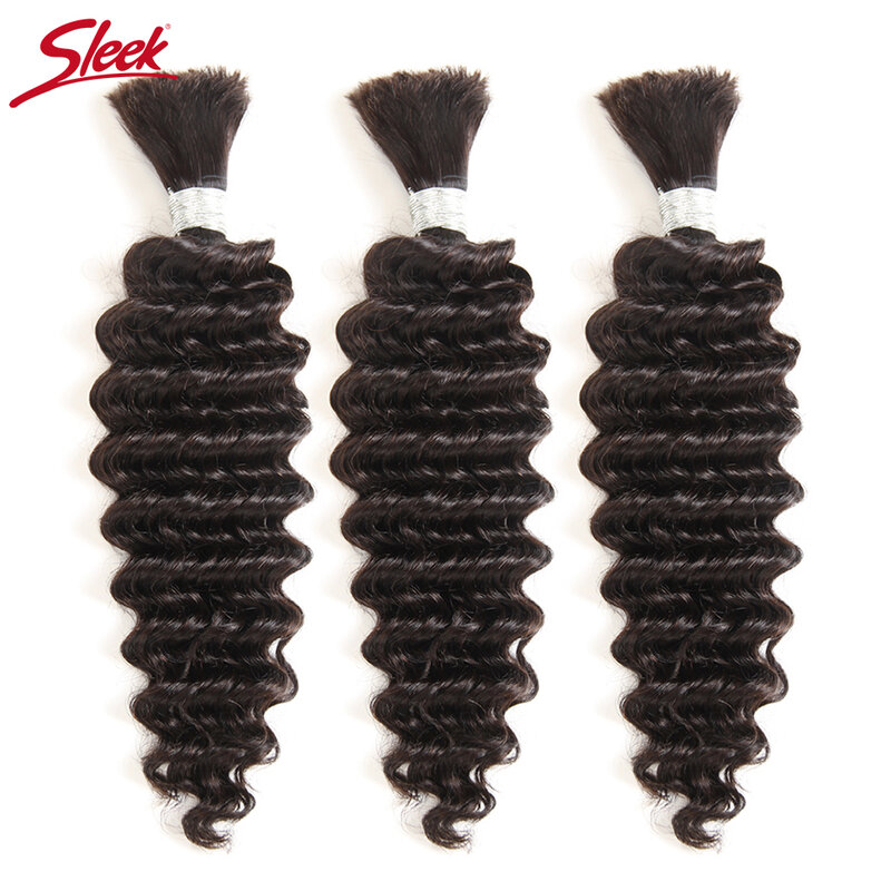 Sleek Pre-Colored Peruvian Deep Wave Human Hair Braiding Bulk No Weft 10 To 30 Inch Remy Bulk Human Hair Free Shipping