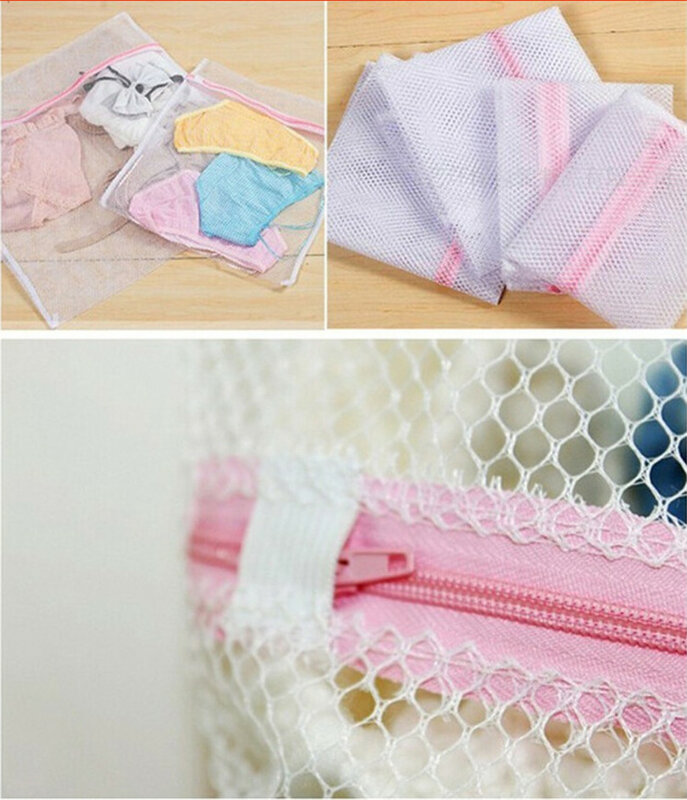 Conjunto de 3 sacos de lavanderia em malha para lavagem de lingerie e sutiã, cestas de lavanderia com zíper, ferramentas de limpeza doméstica