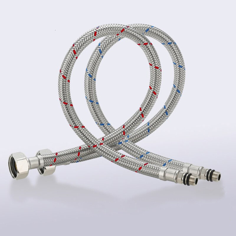 Water Line Stainless Steel Braided G1 4 Hot Cold Water Supply Faucet Connector Hoses with Red and Blue Stripes
