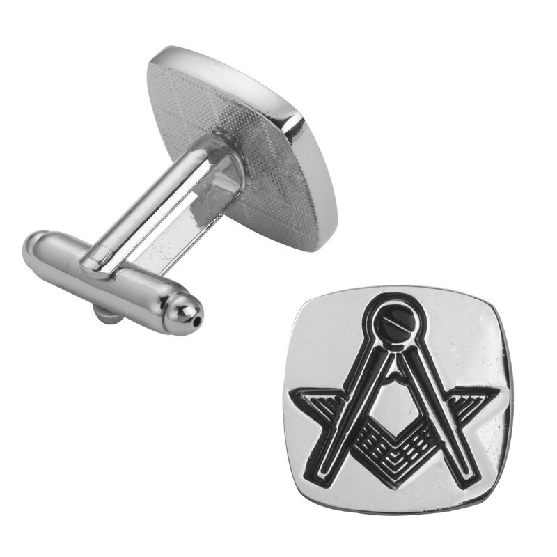 Men square masonic jewelry fashion French cuffs cufflink silvery cuff links to a pack of 5 / free shipping
