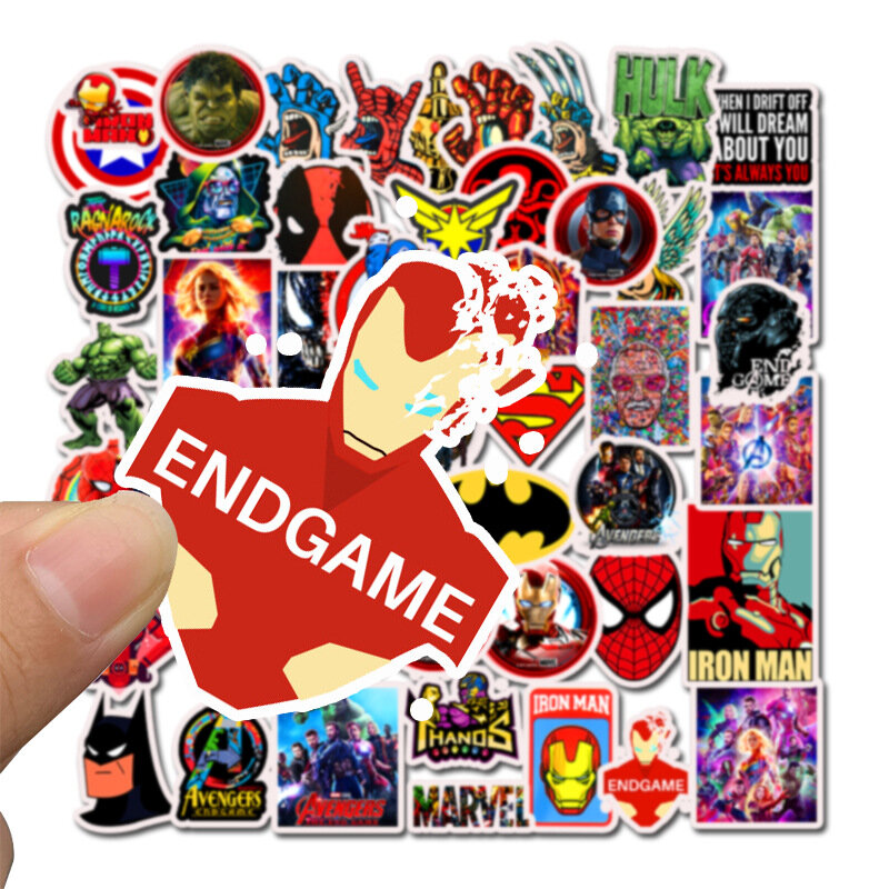 50pcs/set Avengers Endgame Stickers Marvel Toys Super Hero Hulk Iron Man Spiderman Captain American Car Sticker for Luggage Kids