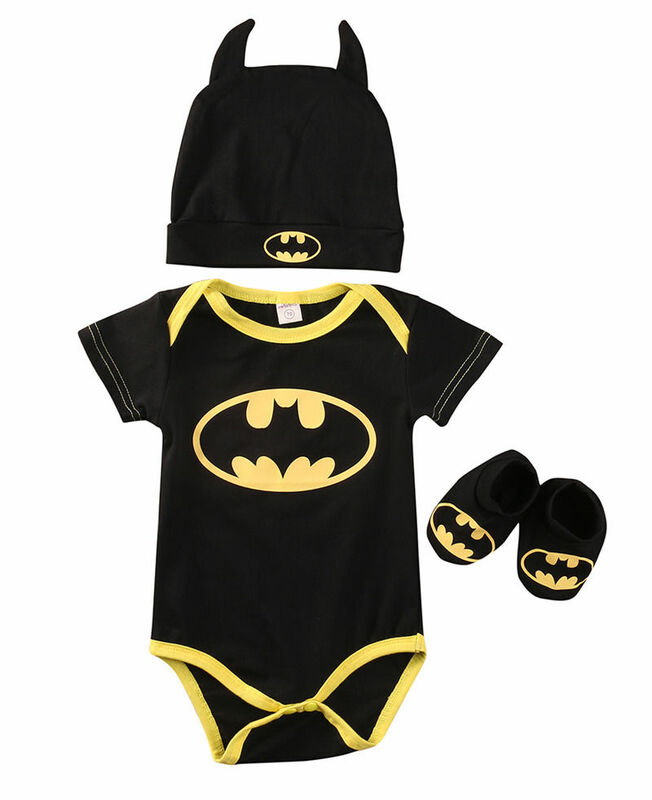 Mode Batman Baby Jongens Rompertjes Jumpsuit Katoen Tops + Schoenen + Hoed 3 stks Outfit Kleding Set Pasgeboren Peuter 0 -24 m Kids Kleding
