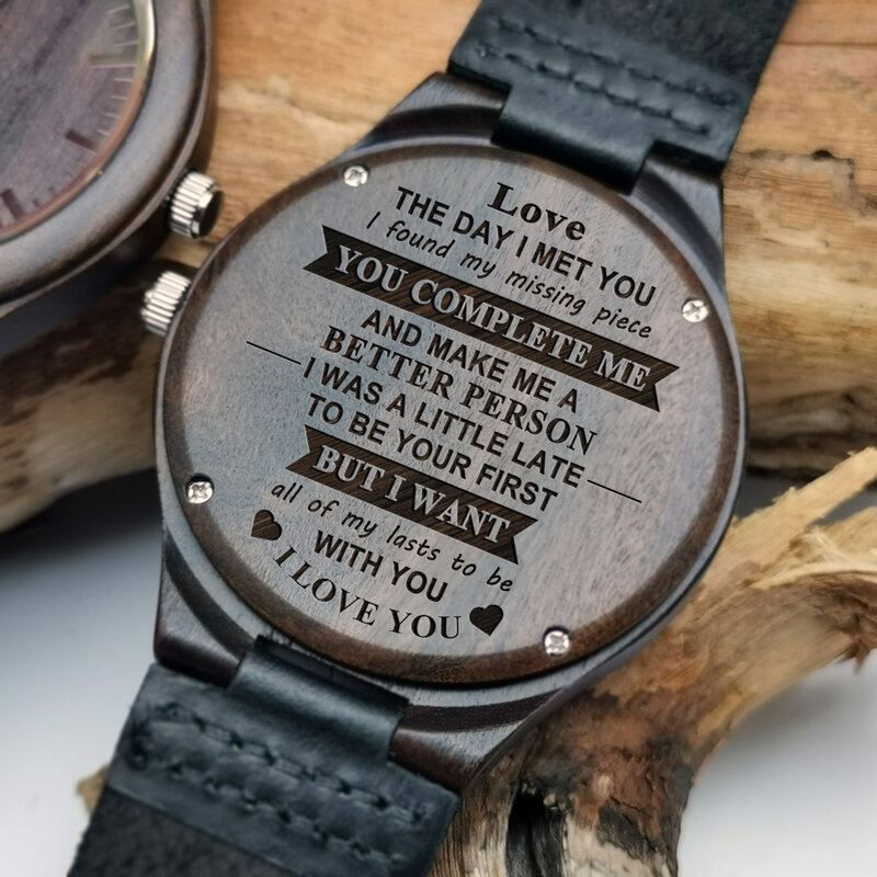 To przybyłeś-w dniu, w którym cię spotkałem znalazłem mój brakujący element grawerujący drewniany zegarek luksusowy automatyczny zegarek kwarcowy prezenty świąteczne