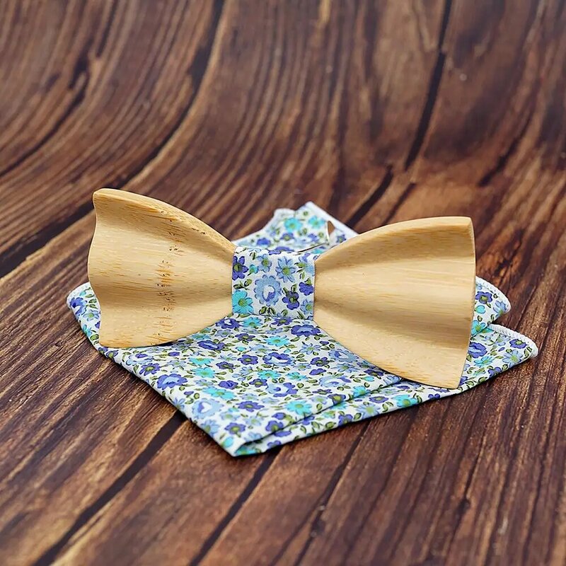 Mahoosive деревянный галстук-бабочка с цветами для свадьбы