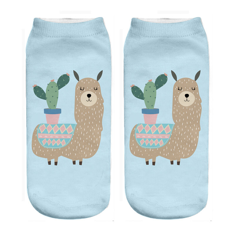 Correndo chick cactus alpaca 3d impressão meias atacado
