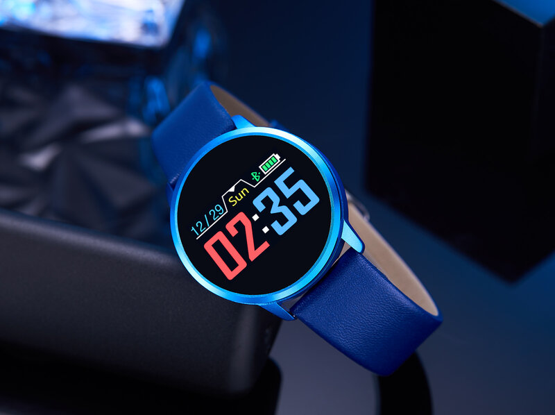 2019 nuevo Q8 reloj inteligente OLED pantalla de Color Smartwatch mujeres de moda Fitness Tracker monitor de ritmo cardíaco