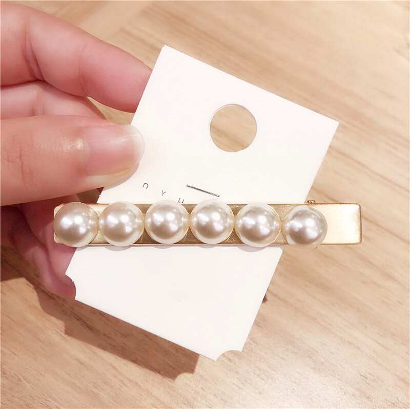 Korea Mode perlen Haar Clip Barrettes für Frauen Mädchen Perle Runde quadratische geometrie Haar clips Haarnadeln Haar Zubehör