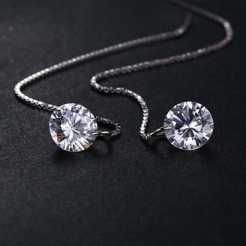 JewelryPalace-925 Brincos De Prata Esterlina Para Mulheres, Zircônia Cúbica, Diamante Simulado, Gota Longa, Fio Oscila, 2020