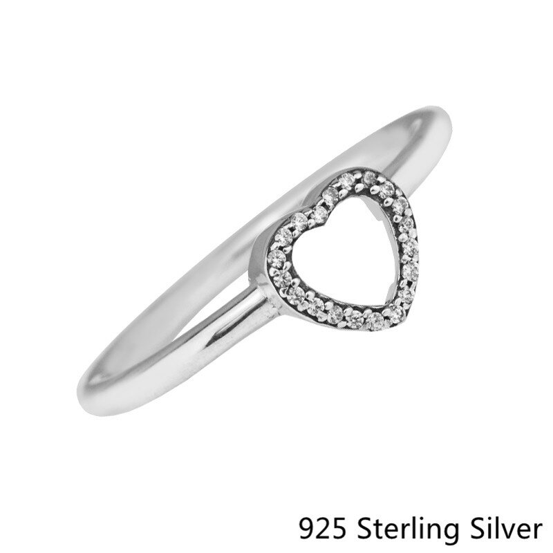 Original 925 prata esterlina quebra-cabeça coração quadro anel claro cz para diy jóias feminino presente do dia dos namorados