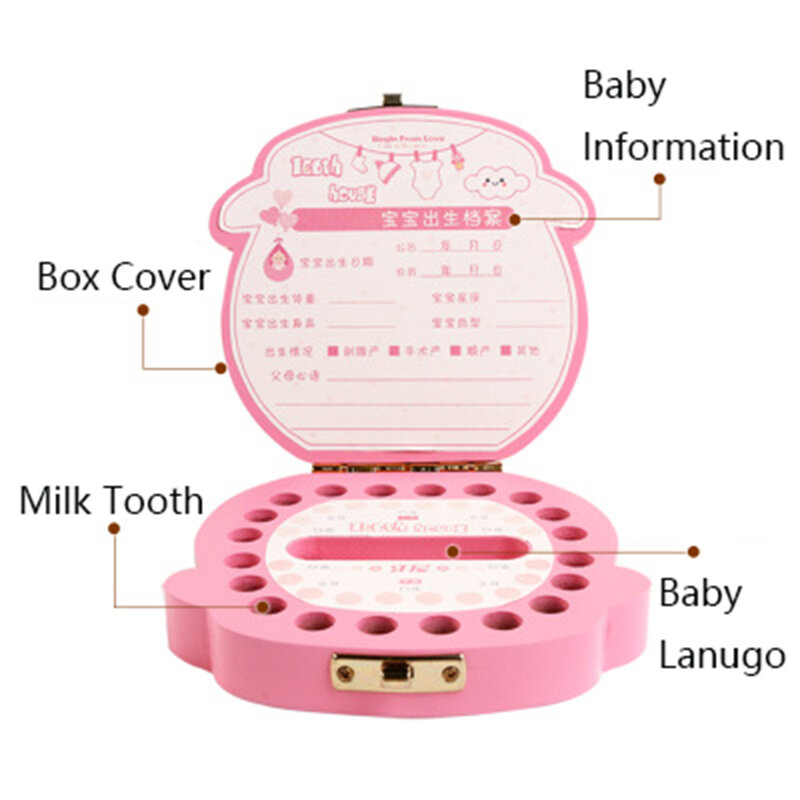 1 unid PC caja de dientes de bebé de madera organizador de dientes de leche almacenamiento niños niñas guardar caja de recuerdo regalo creativo bebé diente organizador para niños