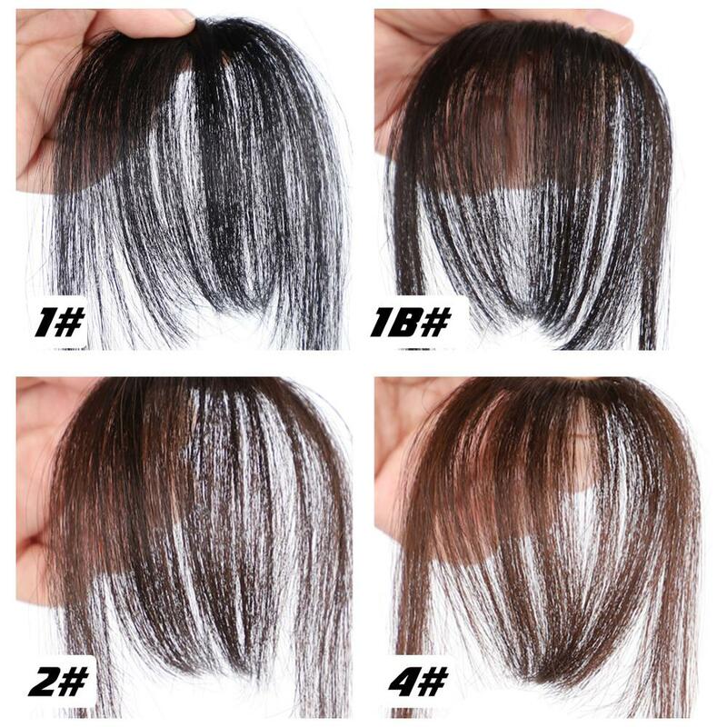 LIDA Remy brésilien Extensions de cheveux 6 "court transparent avant frange Clip dans Bang frange droite naturelle Extension de cheveux humains