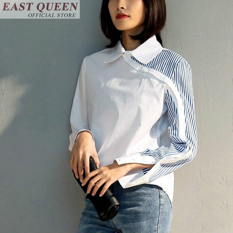 Frauen blusen hemd volle hülse striped feminine shirts verstärktes drehen unten kragen art und büro damen shirt tops DD790 L