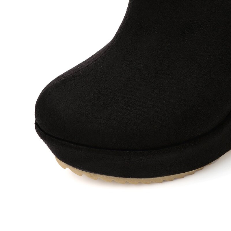 女性のためのセクシーな厚底ブーツ,エレガントな丸いつま先のウェッジブーツ,大きいサイズ32-43,新しい秋冬コレクション2021