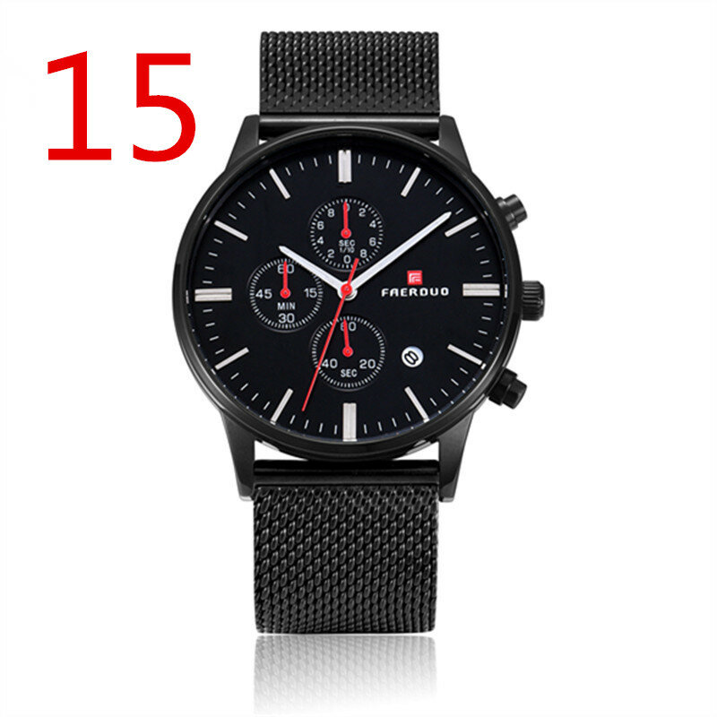 2019 nueva llegada de los hombres relojes negro negocio calendario casuales de moda de acero inoxidable no-mecánica de Wristwatches1