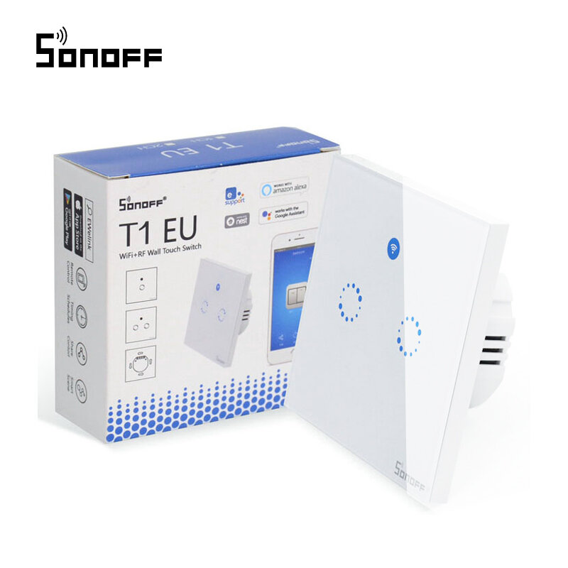 Sonoff T1 UE nos Reino Unido Wifi interruptor interruptor de pared inteligente Wifi interruptor de luz táctil control remoto inteligente del hogar con RF 433 Mhz/RF 315 Mhz