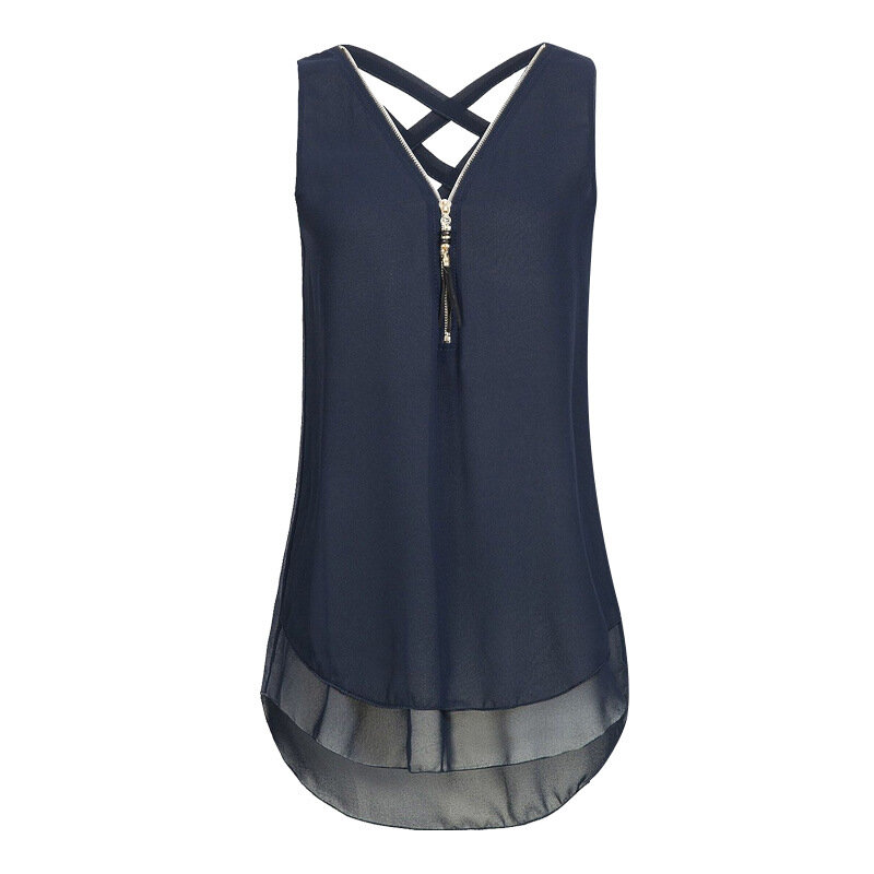 Camisa informal de S-5XL para mujer, blusas sin mangas con cuello en V, holgadas, talla grande