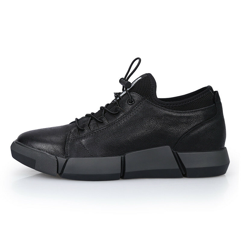 Zapatos deportivos de cuero para hombre, zapatillas de deporte de alta altura, informales y cómodas, para exteriores, 6CM