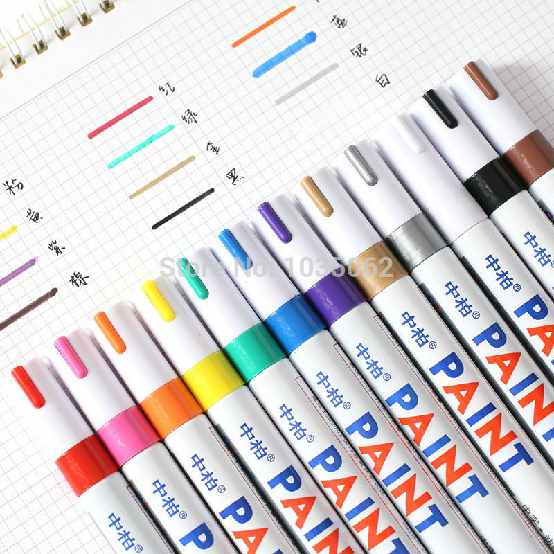 12 colores قلم جاف للرسم ماركر دائم ، قلم للكتابة على الأقمشة الزجاج زيت الخشب الأرجواني/الوردي/الأزرق/القهوة/الذهب/الفضة