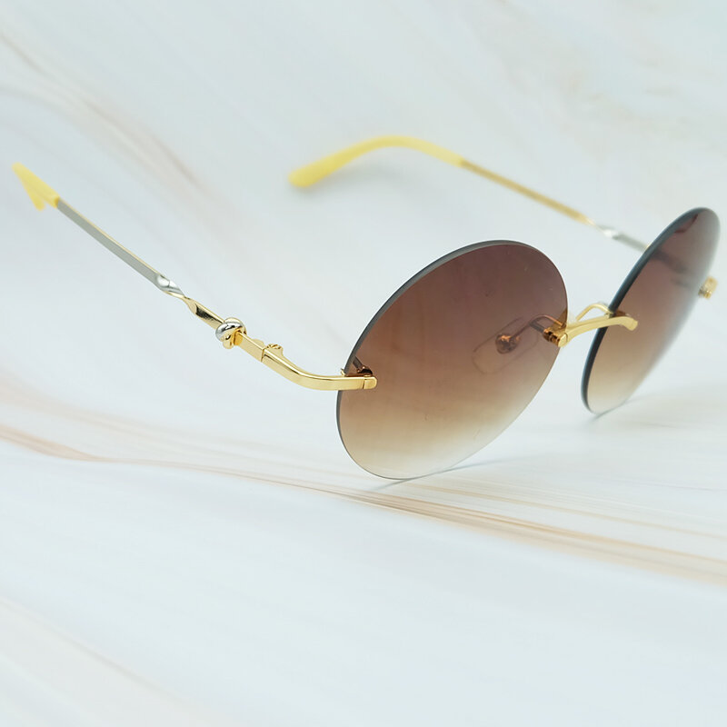 Óculos de sol de metal redondo venda confiável e boa marca de luxo designer atacado retro clássico sem aro carter sunglass