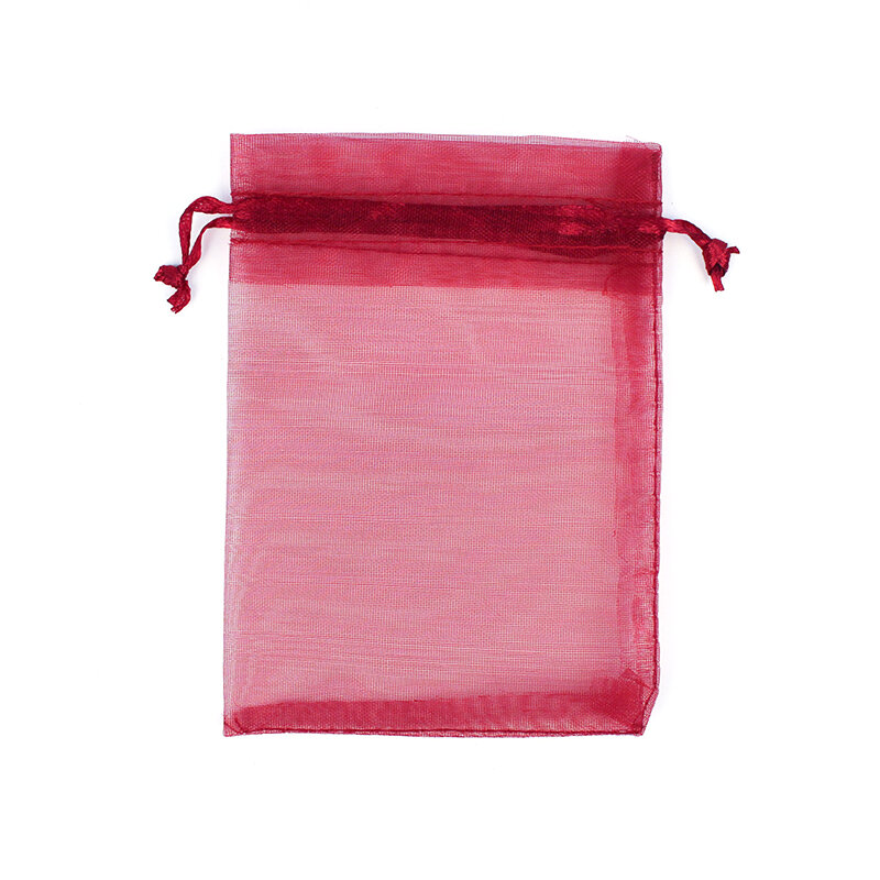 Organza Gift Bags, Drawable Jóias Bolsas de embalagem, pode logotipo personalizado, 21 cores, 7x9, 9x12, 10x15, 13x18cm, 50pcs